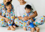 a family with matching pajamas