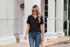 Women's Henley Shirt B0FY2R33PL