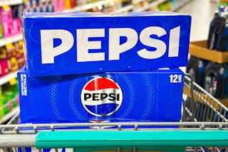 pepsi soda 12-packs in shopping cart