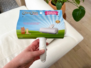someone holding chom chom pet hair remover