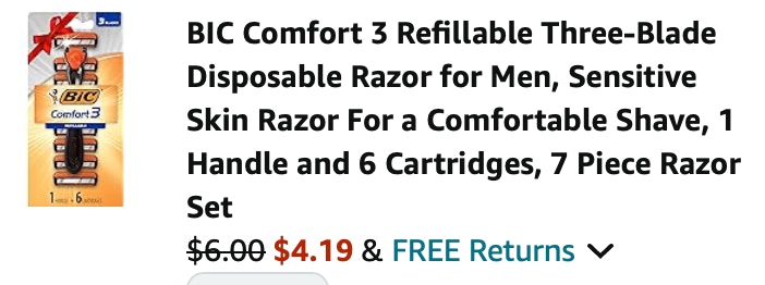 BIC Comfort 3 Refillable Three-Blade Disposable Razor