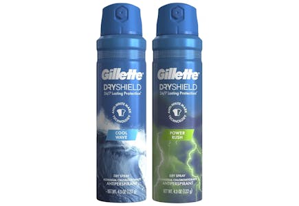 2 Gillette DryShield Sprays