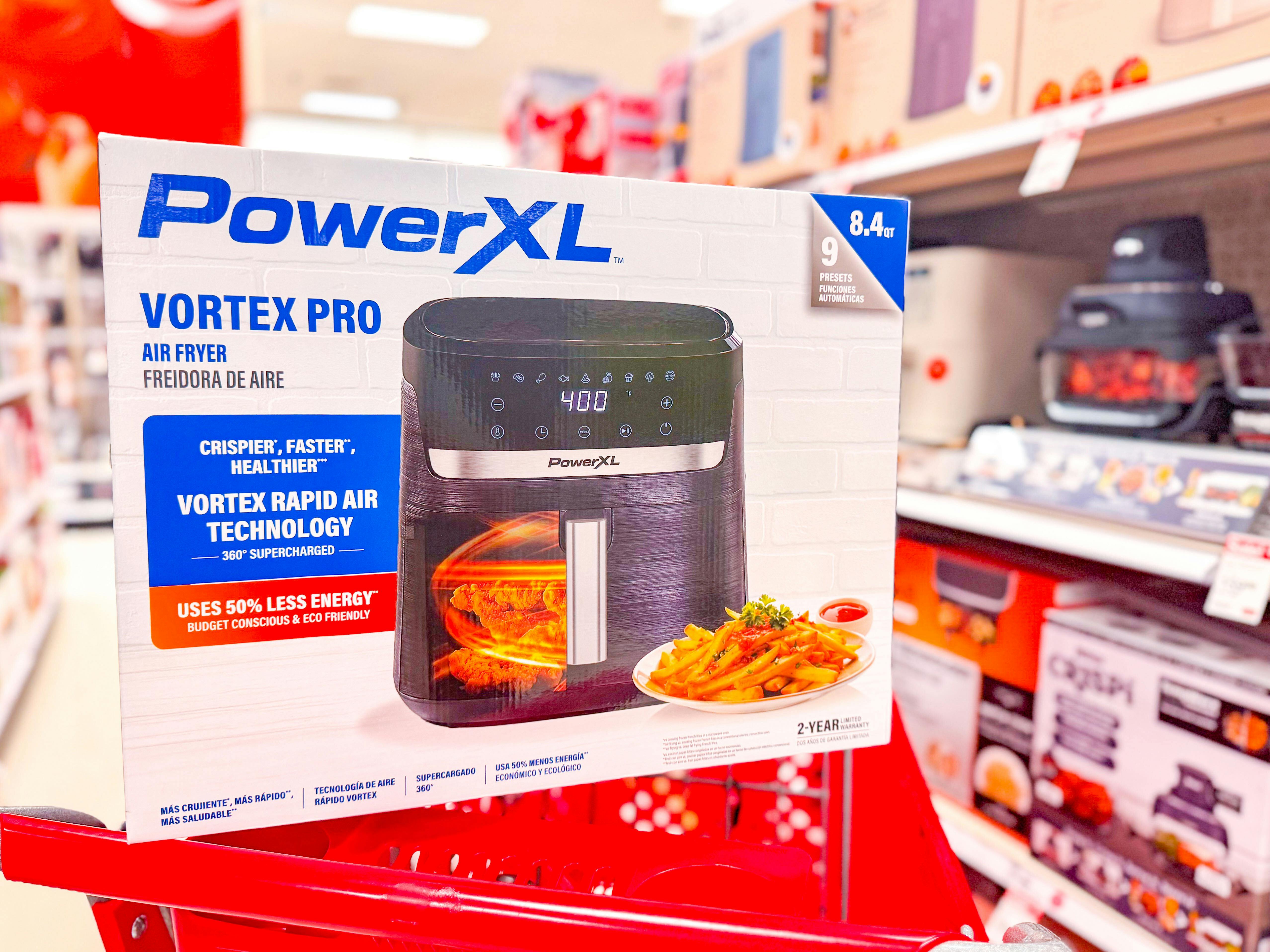 powerxl air fryer sitting on a target cart