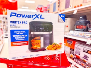 powerxl air fryer 8.4-quart sitting on a target cart