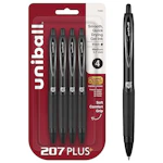 Uni-Ball 207 Plus+ Gel Pens 4-Pack