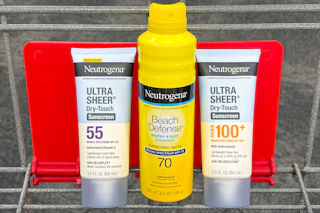 3 neutrogena sunscreens in a cart