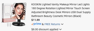 vanity mirror Amazon receipt