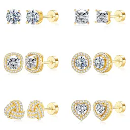 Stud Earrings 6-Pair