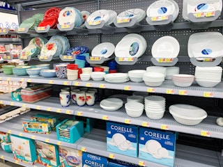 area shot of dishes and dinnerware of walmart store