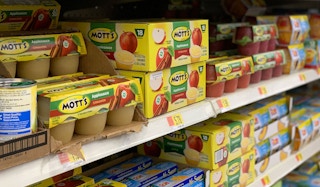 applesauce packs on a store's shelf