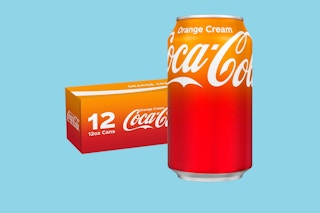 coca-cola orange soda on a blue background