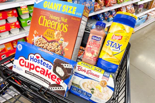 meijer groceries in a shopping cart