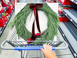 My Texas House Christmas Wreath in Walmart shopping cart