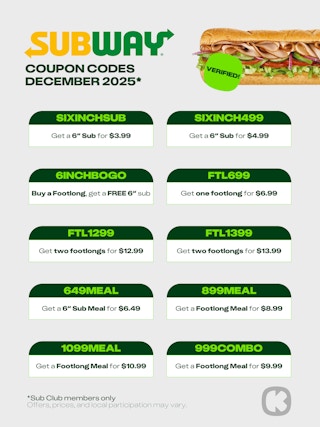 Subway Promo Codes December