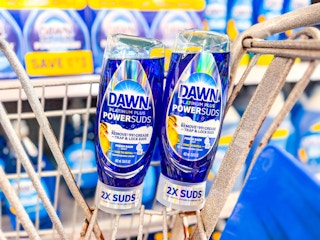 2 Dawn Powersuds in Walmart shopping cart