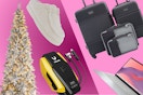prelit christmas tree, white slippers, vaclife tire inflator, black luggage set, asus laptop