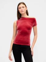 Women's Velour One-Shoulder Top