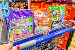 halloween candy in shopping cart