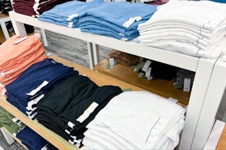 goodfellow & co men's t-shirts sitting on a target shelf