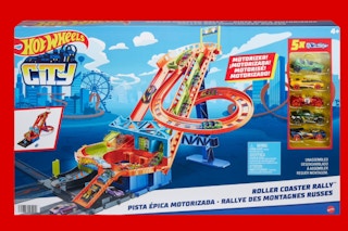 hot wheels roller coaster rally playset collage