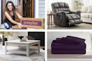 Wayfair Feature Image (Latitude Recliner, Lark Manor Coffee Table, Wayfair Basics Sheets, Model with Wayfair Box)