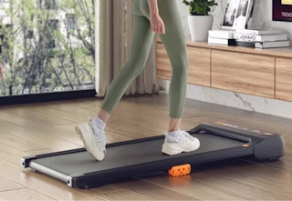 someone walking on a walking pad