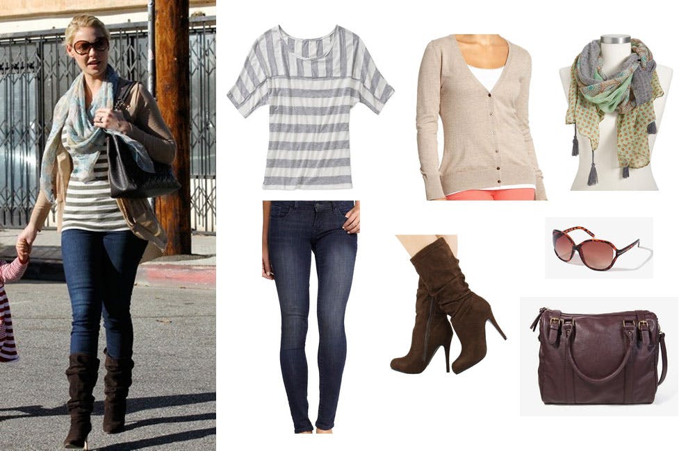 Look for Less: Katherine Heigl Sports Fall Boots and Cardigan