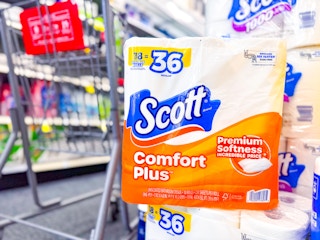 scott toilet paper near a shopping cart