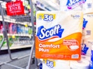 scott toilet paper near a shopping cart