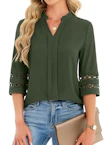 Women's 3/4 Sleeve V-Neck Blouse