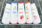 dove body washes in a shopping cart
