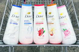 dove body washes in a shopping cart