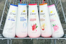 dove body washes in a shopping cart