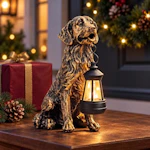 Garden Dog Solar Statue