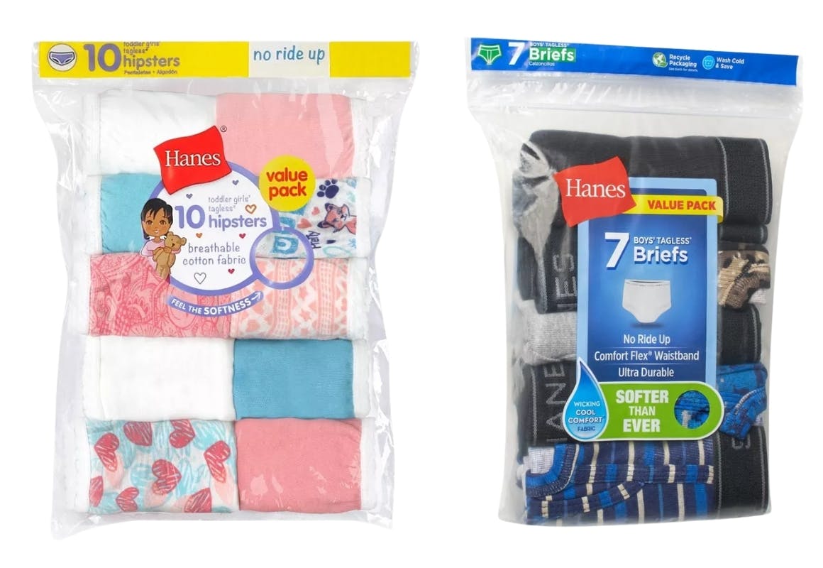 2 Hanes Kids' Underwear Packs
