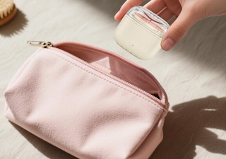 a hand pulling a waxing kit out of a pouch