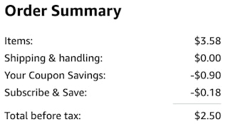 an amazon order summary ending in $2.50
