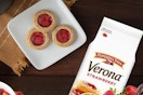 Pepperidge Farm Verona Strawberry Thumbprint Cookies on a kitchen counter.