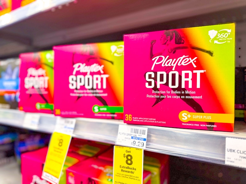 playtex sport tampons on a shelf