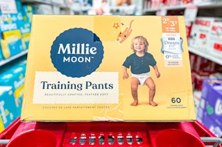 Millie Moon Training Pants (60 ct) in Target shopping cart in diaper isle