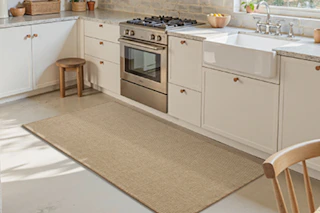 door mat on kitchen floor