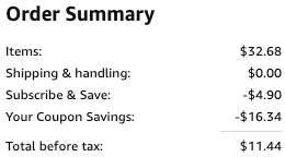 an amazon cart ending in $11.44