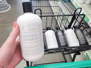clean beauty shampoo & conditioner in a cart
