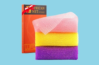 amazon African Bath Sponge Set on a blue background