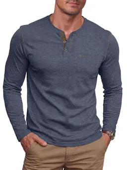 Men's Long Sleeve Henley Shirt