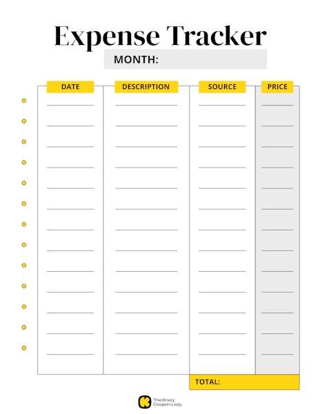 a monthly expense tracker from KCL