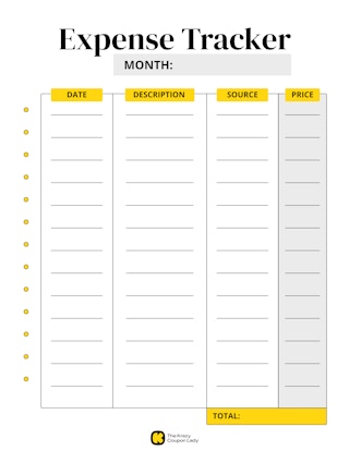a monthly expense tracker from KCL