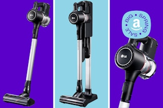 lg cordless vacuum with a blue and purple background