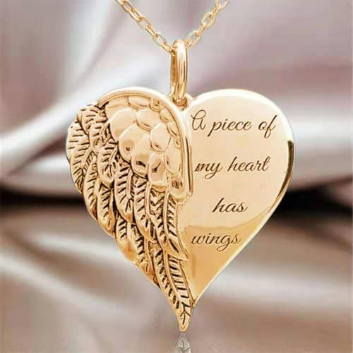 Angel Wing Heart Pendant Necklace
