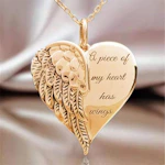 Angel Wing Heart Pendant Necklace